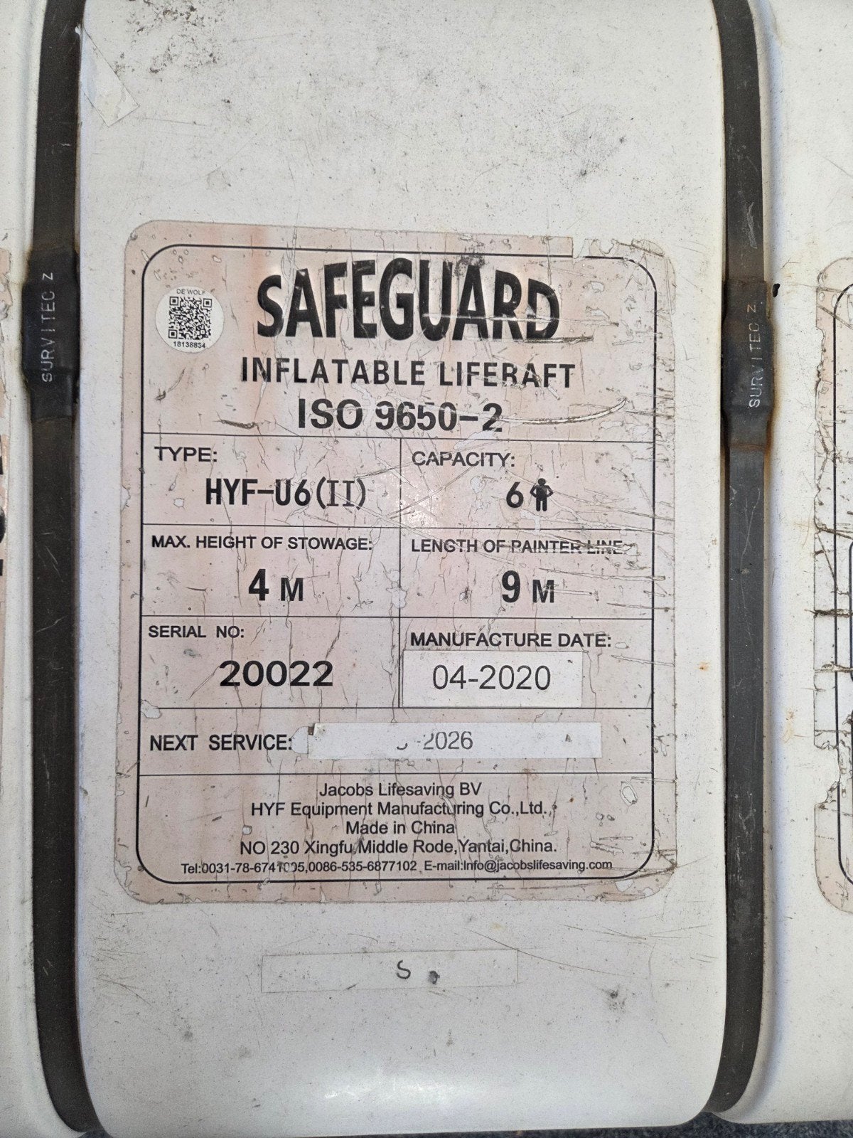 Life raft liferaft 4persoons safeguard, Ophalen of Verzenden