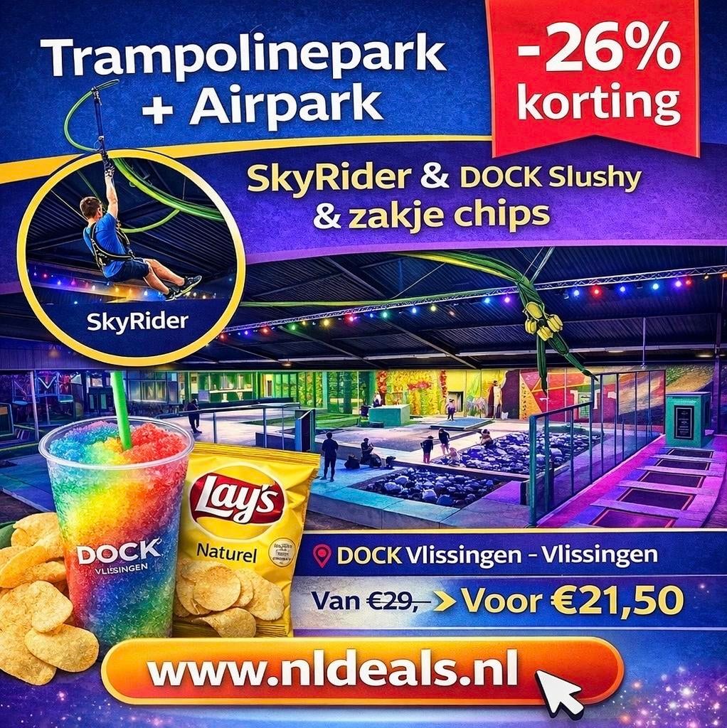 Trampolinepark + Airpark (dagticket)  & zakje chips, Ophalen, Nieuw
