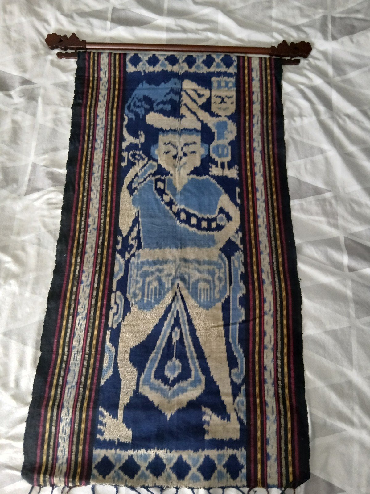 ikat Sumba ? Indonesisch wandkleed tafelloper houten roede, Antiek en Kunst, Ophalen of Verzenden