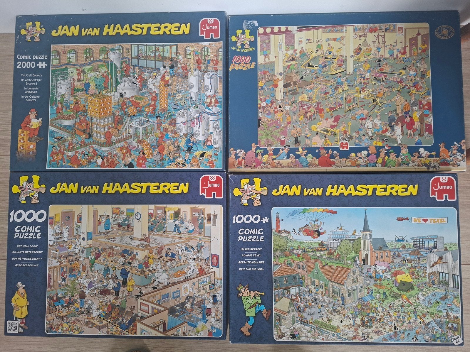 4 Van Haasteren puzzels, Hobby en Vrije tijd, Denksport en Puzzels, Ophalen, 500 t/m 1500 stukjes, Zo goed als nieuw
