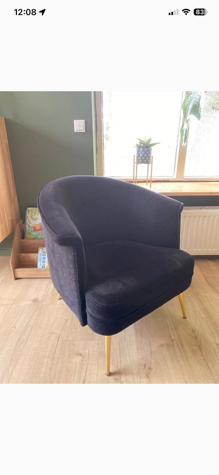 Bronx 71 fauteuil, zwart fluweel met gouden poten, Ophalen, Eenpersoons, 75 tot 100 cm, Zo goed als nieuw