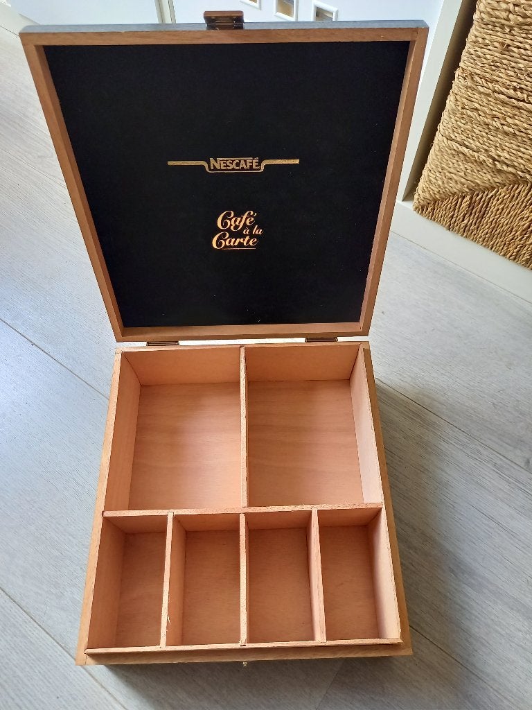 Houten Koffiedoos Nescafe, Gebruikt, -, Hout, -