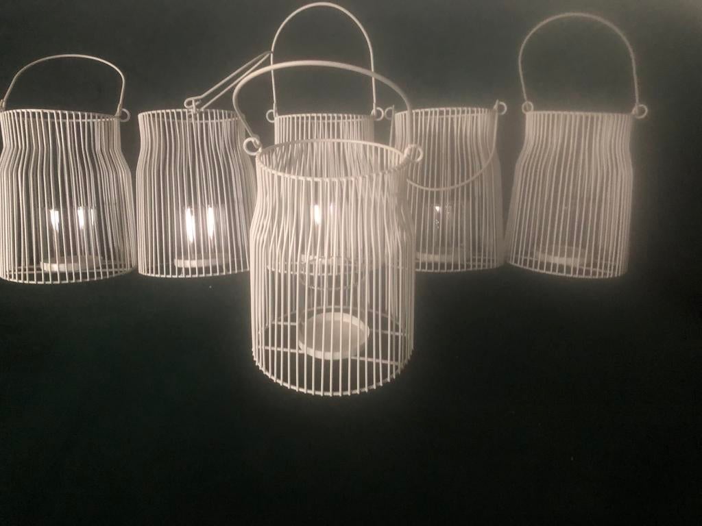 6 Witte Windlichten - Perfect voor Bruiloft of Decoratie, Huis en Inrichting, Woonaccessoires | Kandelaars en Kaarsen, 25 tot 50 cm