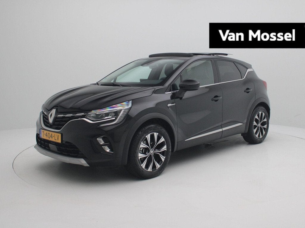 Renault Captur 1.6 E-Tech full hybrid 145 techno | Apple Car, Auto's, Renault, Gebruikt, 715 kg, Leder en Stof, Zwart