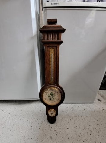 Vintage Barometer/Weerstation met Thermometer en Klok, Ophalen of Verzenden, Gebruikt, Weerstation