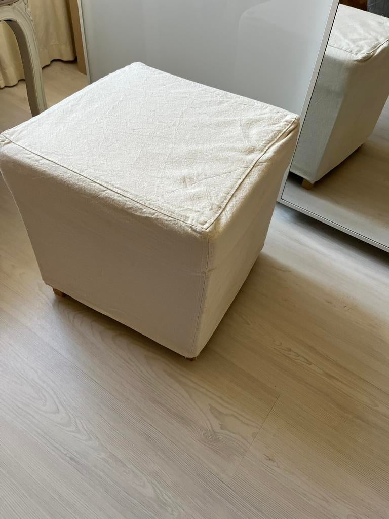 2x poefjes met afneembare hoes, Ophalen, Zo goed als nieuw, Rechthoekig, Minder dan 50 cm