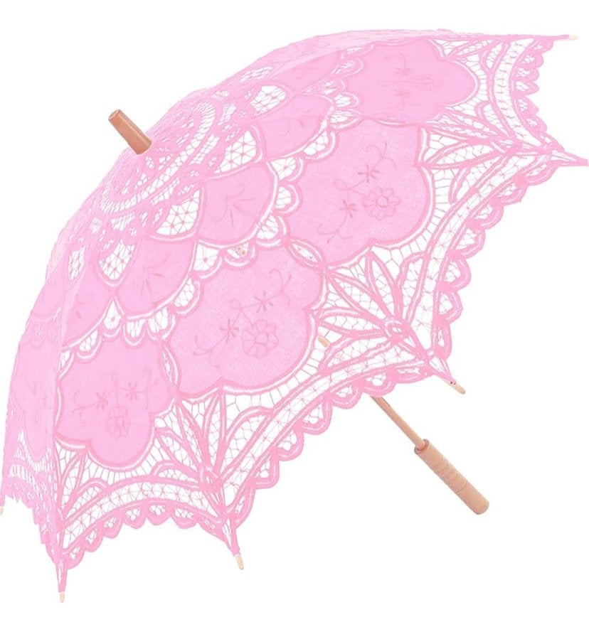 Nieuwe roze kanten zonne paraplu voor bruiloft of partijtje, Ophalen of Verzenden, Nieuw, Roze, Accessoires