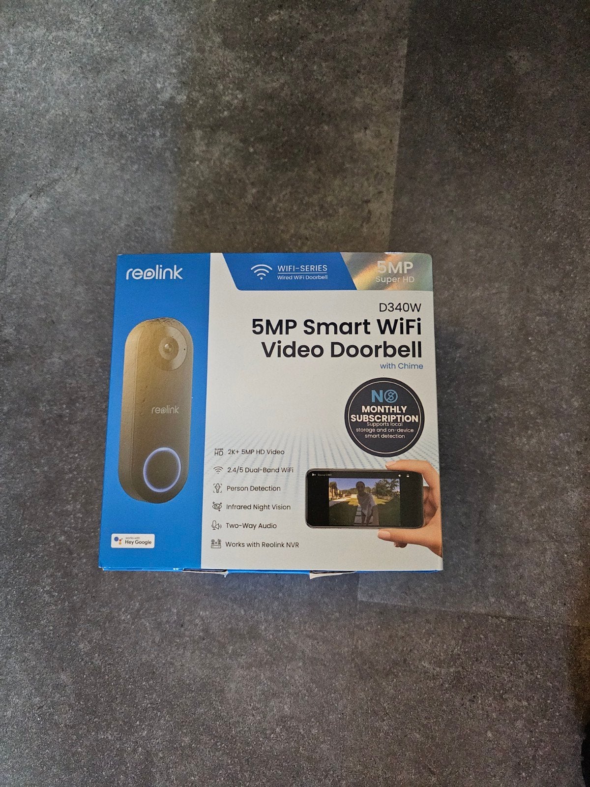 Reolink 5MP WiFi Video Deurbel 2K met Chime D340w, Ophalen of Verzenden, Bewegingsdetectiesensor, Nieuw, Draadloos
