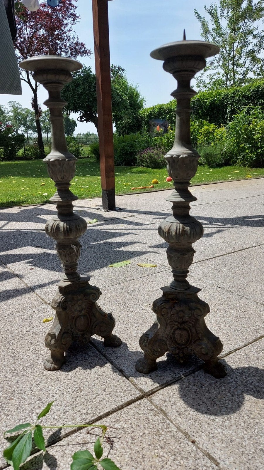 Set van twee grote ijzeren kandelaars - 75 cm, Ophalen, Overige materialen