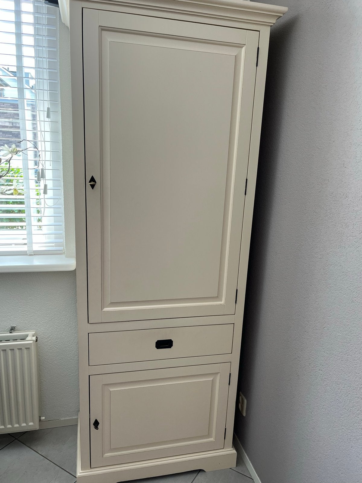 Crèmekleurige kast met lade en deuren - 80x200x45 cm, Ophalen, Gebruikt, 200 cm of meer, 50 tot 100 cm