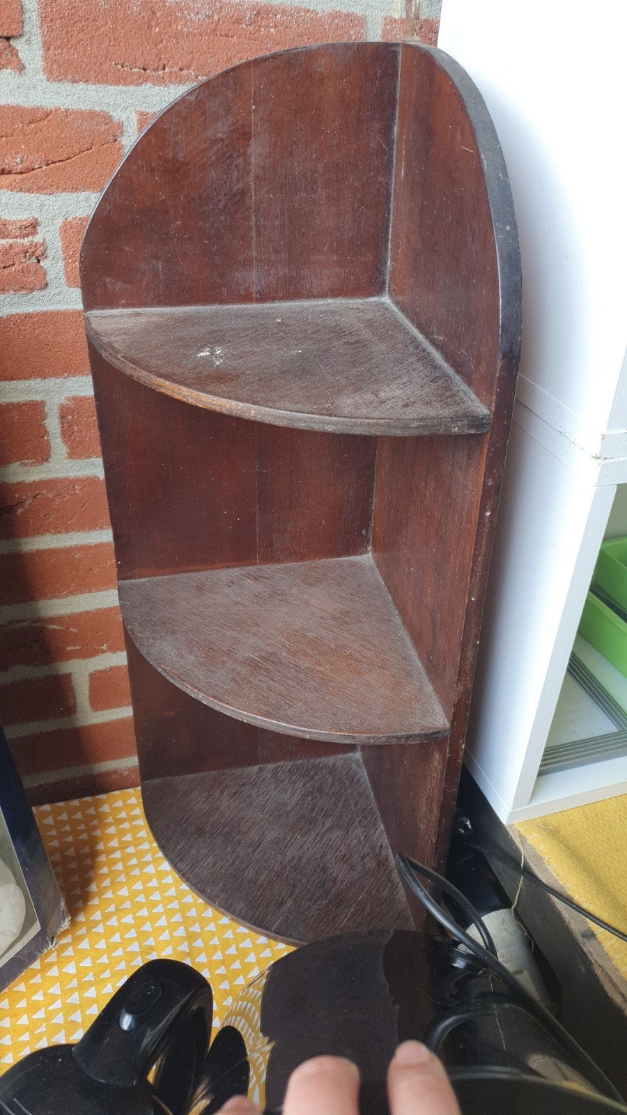 Vintage Houten Hoekrekje met 3 Planken, Antiek en Kunst, Ophalen of Verzenden
