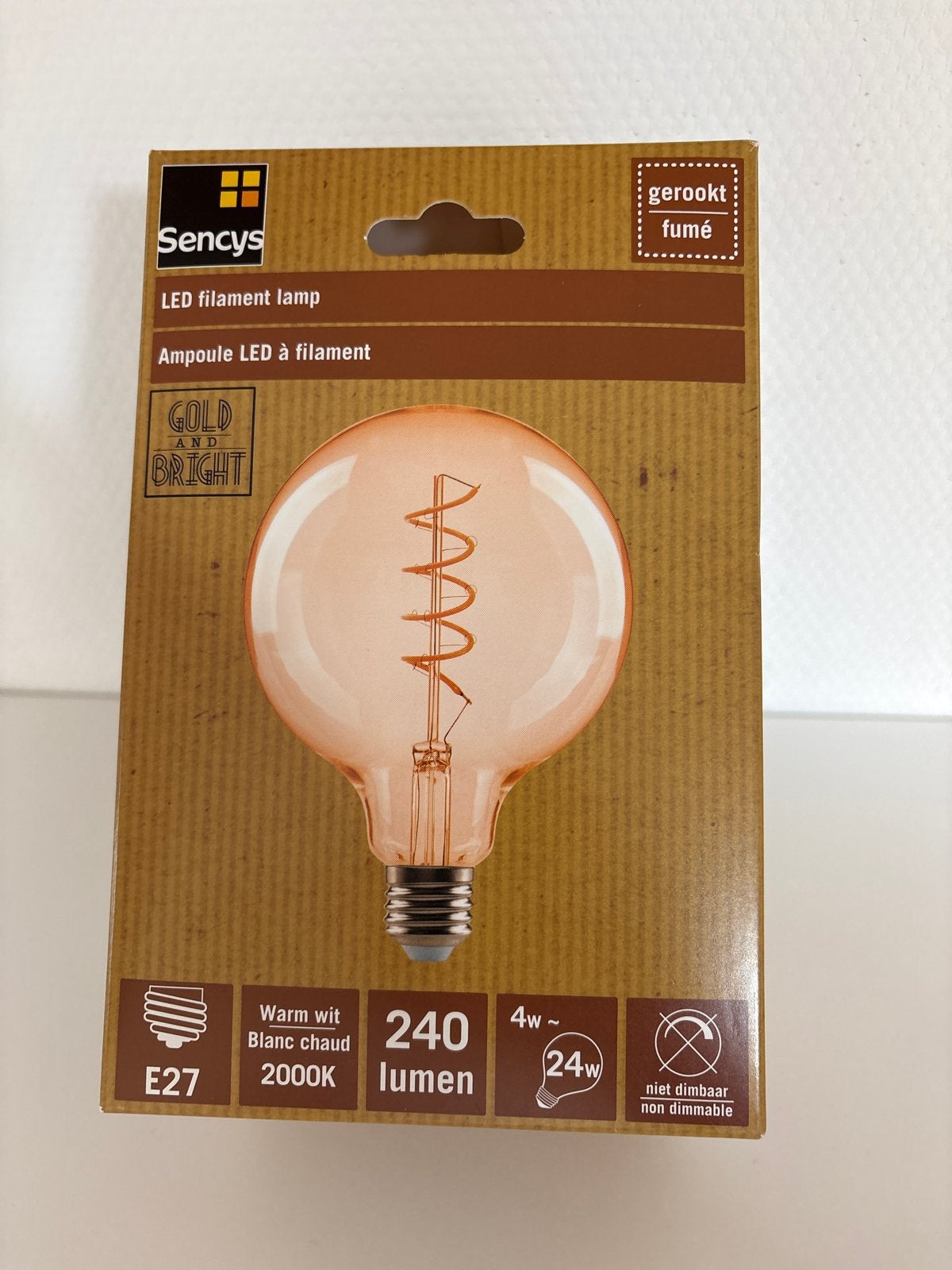 Sencys LED filament lamp E27, warm wit, gerookt, Huis en Inrichting, Led-lamp, Nieuw, Overige merken, Warm wit