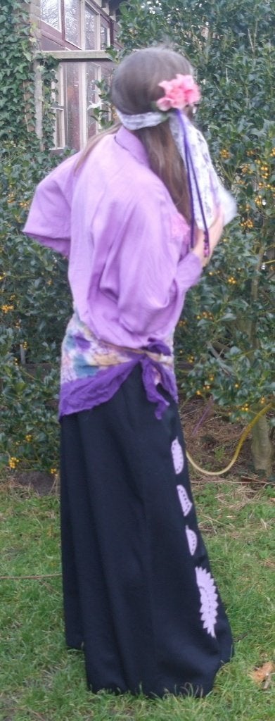 Stoer paars-zwart Hippie-outfit,m.veel accessoires, mt. M, Kleding | Dames, Maat 38/40 (M), Carnaval, ., Ophalen of Verzenden