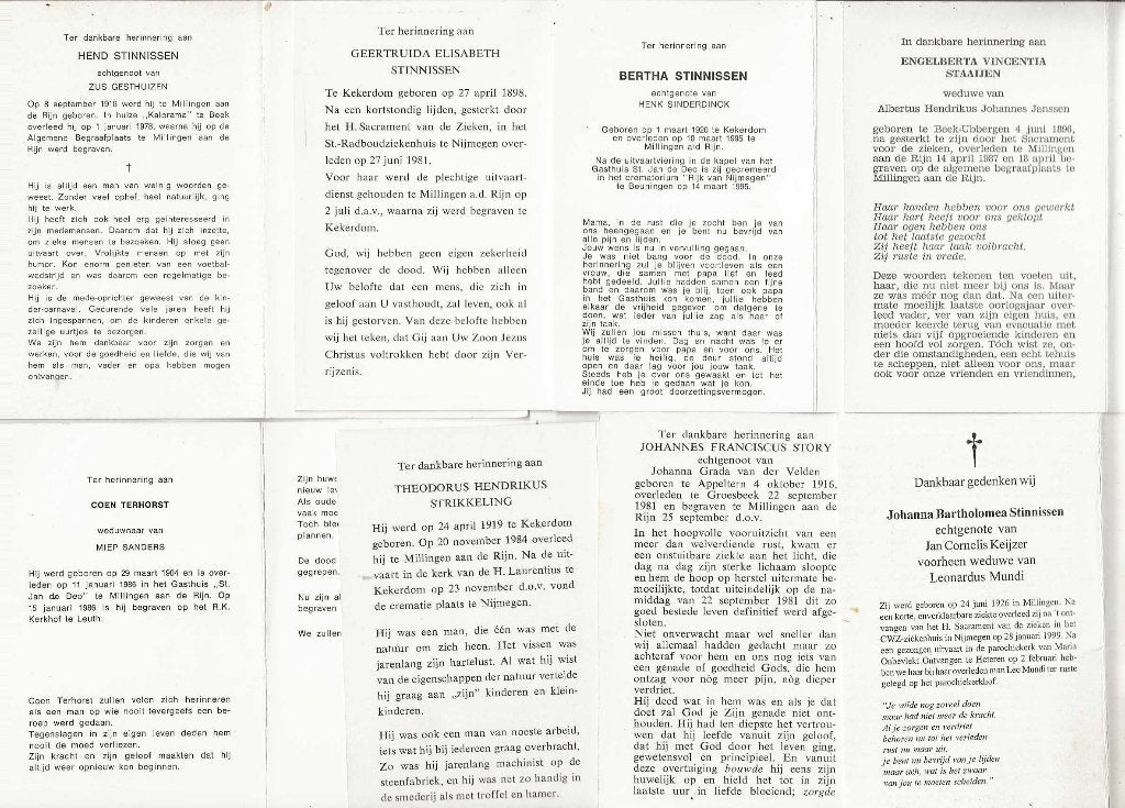 Millingen aan de Rijn (ruim 320 Bidprentjes), Ophalen of Verzenden, Bidprentje