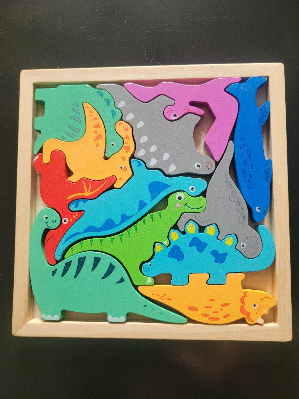 Houten Dinosaurus Puzzel voor Kinderen, Ophalen, 10 tot 50 stukjes, Zo goed als nieuw, Van hout