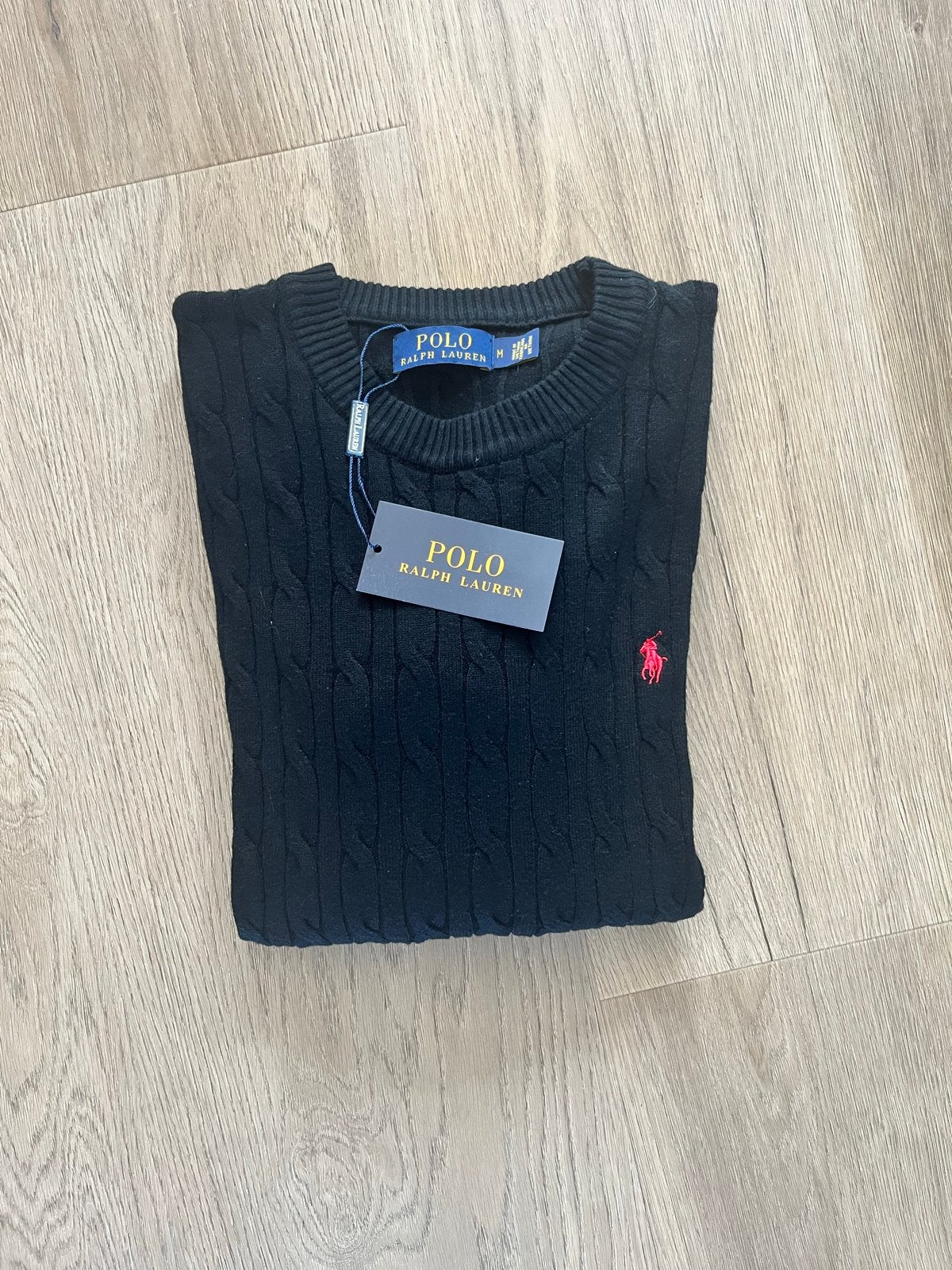 Polo Ralph Lauren kabeltrui - Zwart - Nieuw met kaartjes, Ophalen of Verzenden, Nieuw, Maat 38/40 (M), Zwart