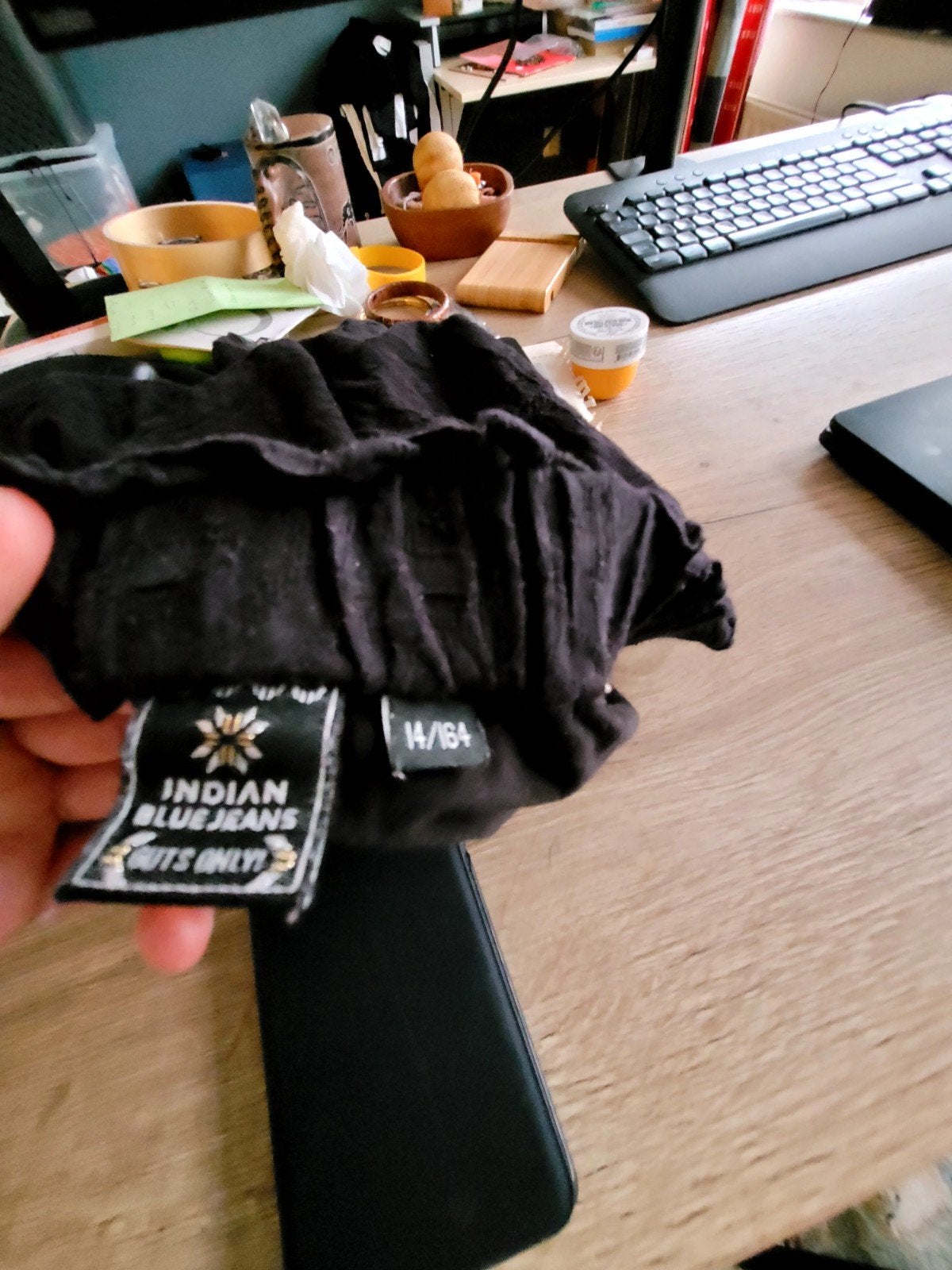 Zwart broekje/rokje van Indian Blue Jeans, maat 14/164, Broek, Meisje, Ophalen of Verzenden, Zo goed als nieuw