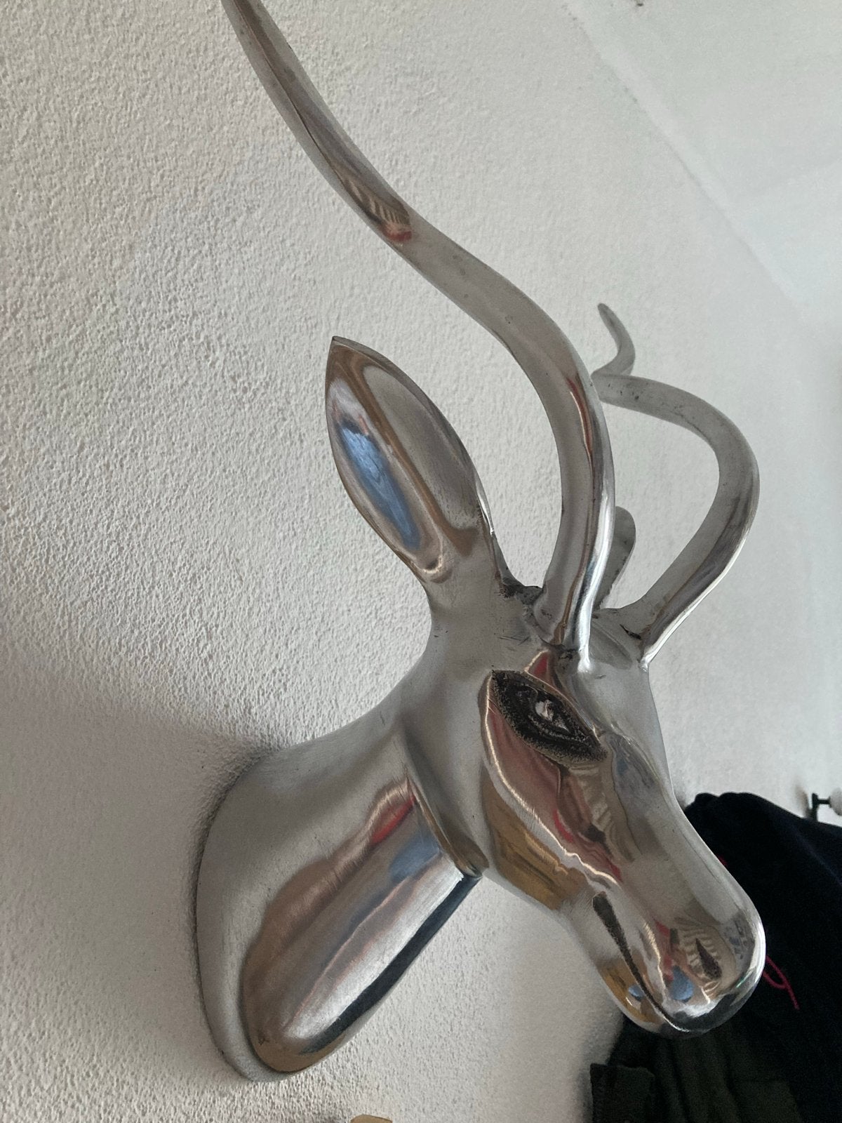 Wanddecoratie Hert - Aluminium, Ophalen, Metaal, Wandsculptuur, Zilver