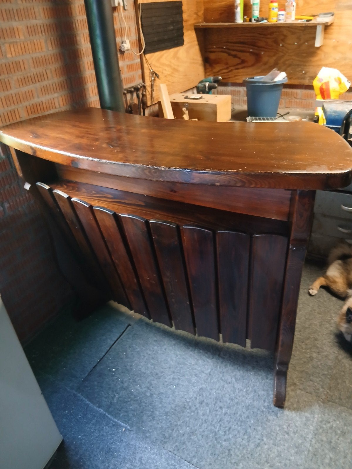 Houten bar voor thuis of mancave+ achterwand kast, Ophalen, Gebruikt