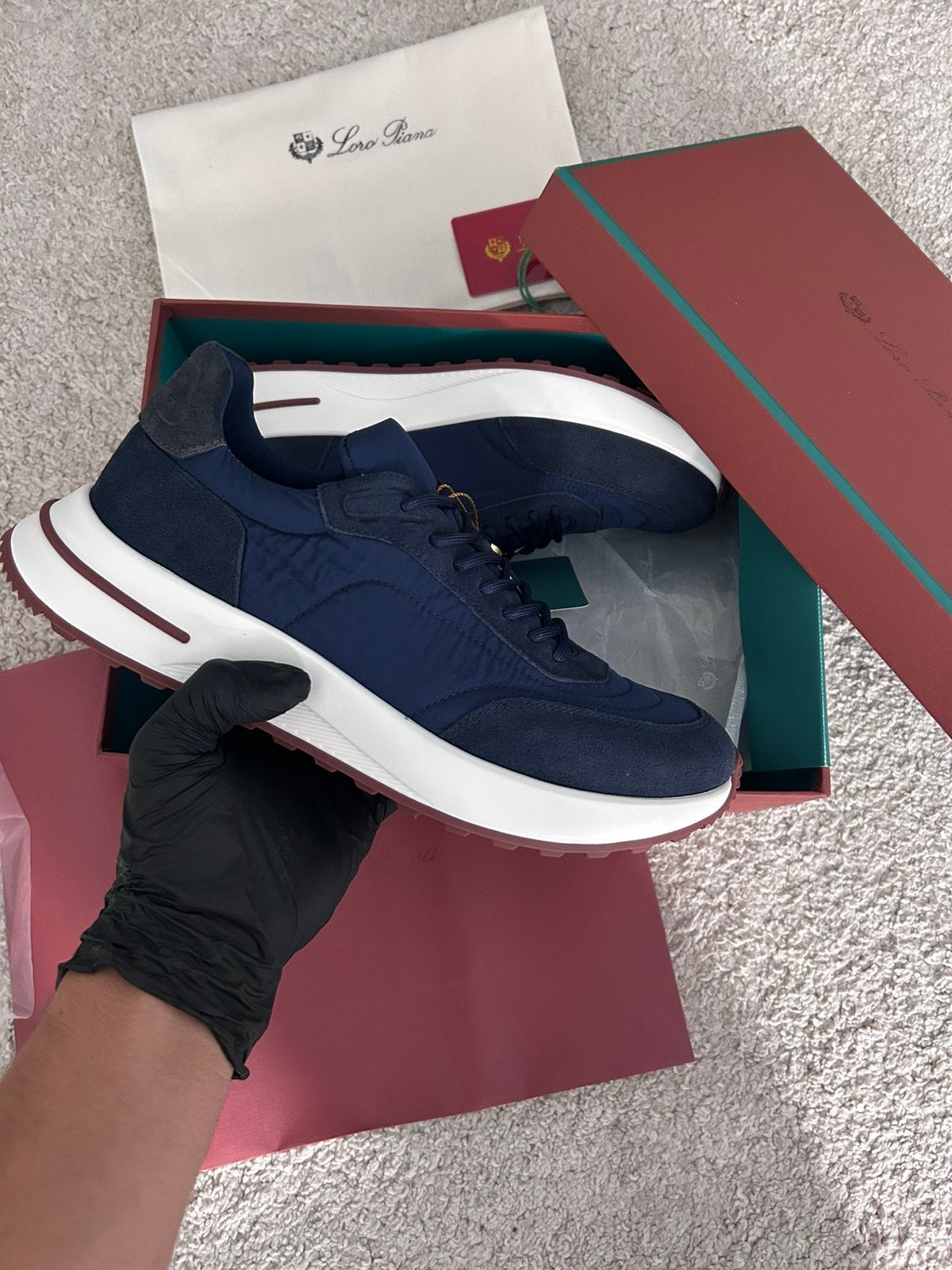 Loro piana, Maat 42, 43, 44, Ophalen of Verzenden, Nieuw, Blauw, Sneakers of Gympen