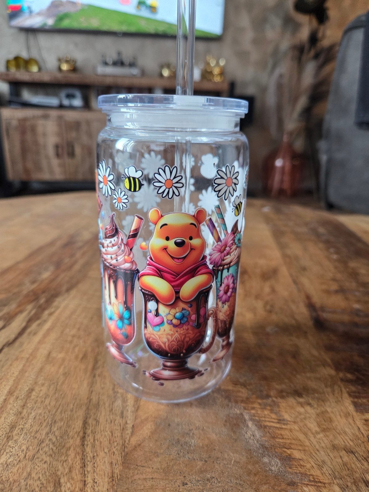 Winnie de Poeh plastic beker met rietje, Meerkleurig, Overige stijlen, Nieuw, Kunststof