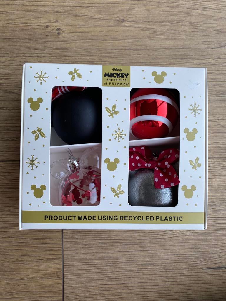 Kerstballen Mickey en Minnie Mouse, Verzamelen, Disney, Ophalen of Verzenden, Mickey Mouse, Nieuw, Overige typen