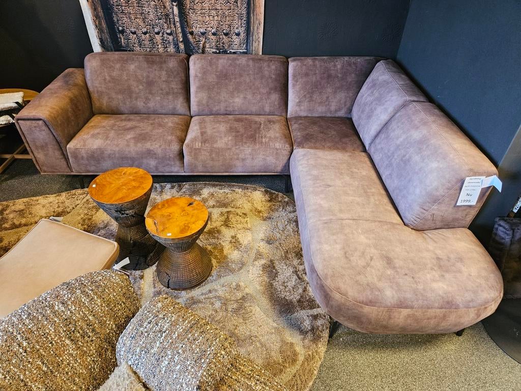 Bank hoekbank "shadow" velours kleur wood