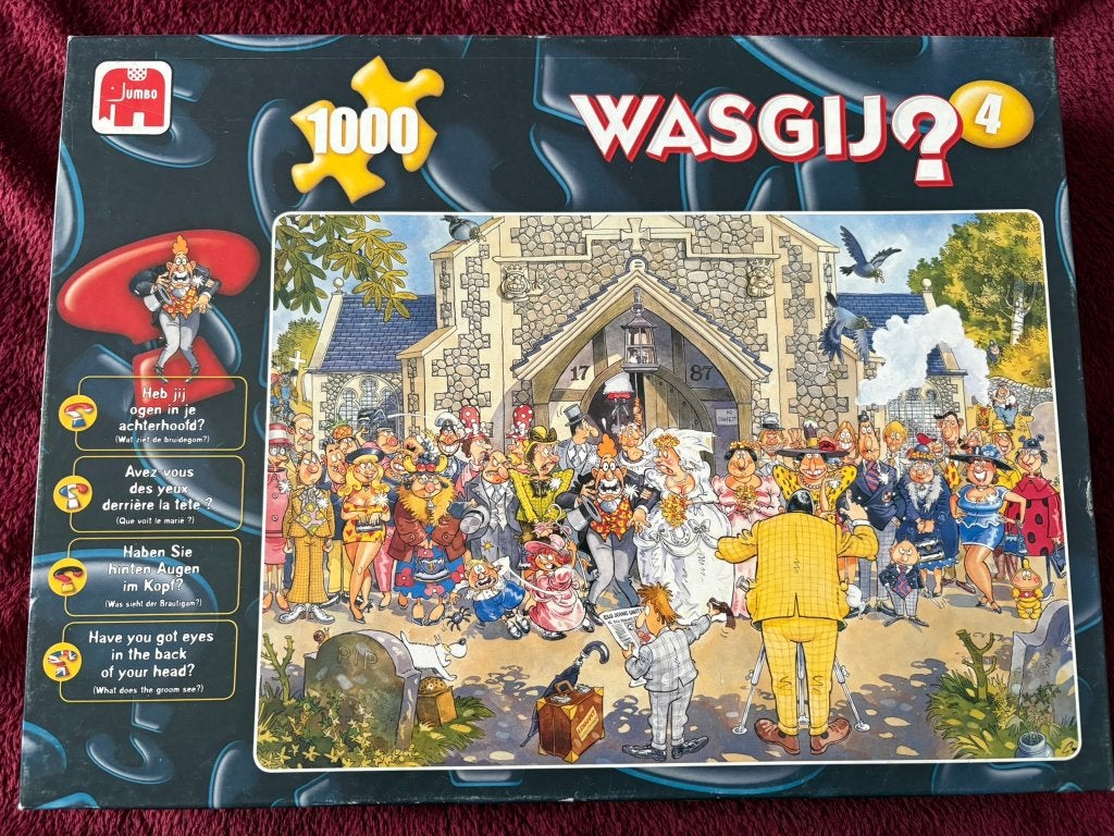 Wasgij 4 (klassiek) – Bruiloft-thema (1000 stukjes), Ophalen of Verzenden, 500 t/m 1500 stukjes, Gebruikt, Legpuzzel