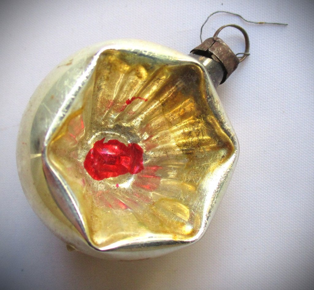 Kerstbal~Antieke Glazen gekleurde Holle Kerstboombal~Glas, Antiek en Kunst, Ophalen of Verzenden