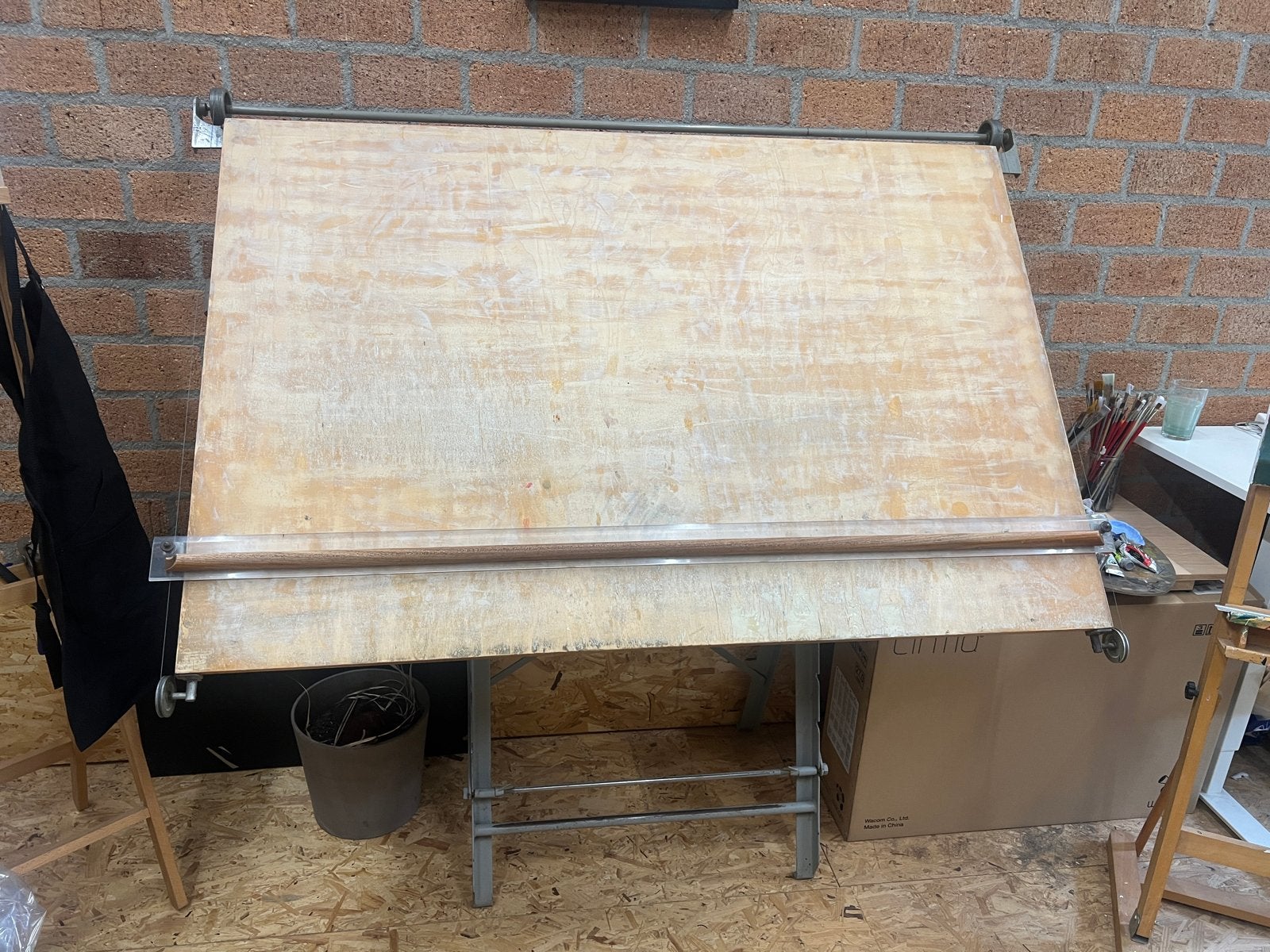 Vintage tekentafel met werkende scharnieren en katrollen, Doe-het-zelf en Verbouw, Ophalen, Gebruikt, 150 tot 170 cm