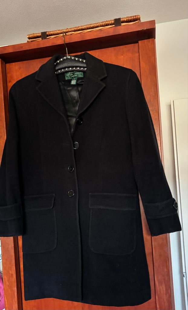 Zwarte Ralph Lauren Petite Wollen Jas - Blazermodel, Ophalen of Verzenden, Zo goed als nieuw, Maat 34 (XS) of kleiner, Zwart