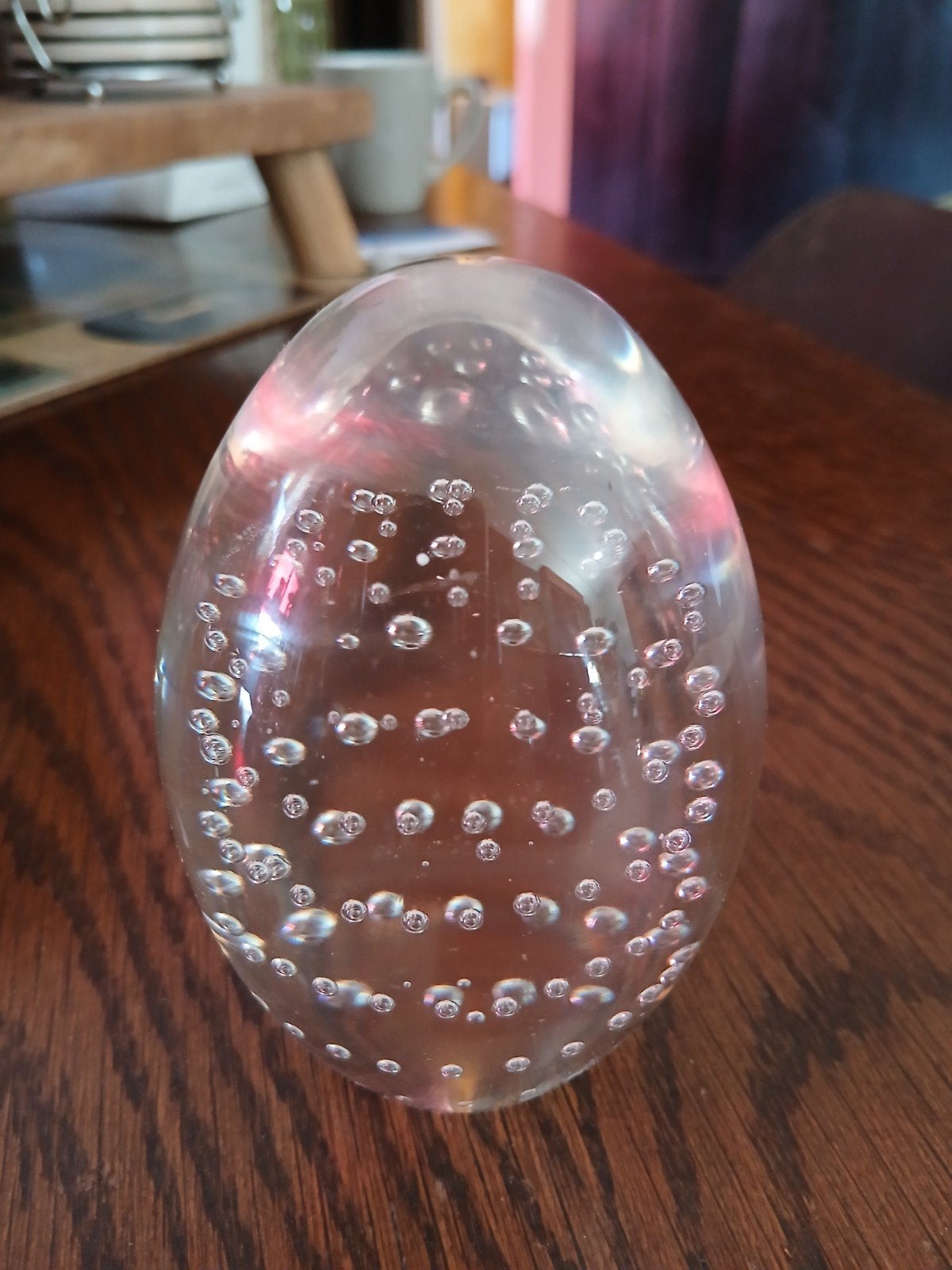 Glazen presse-papier met bubbels, ei-vormig, Ophalen of Verzenden, Zo goed als nieuw, Glas, Modern