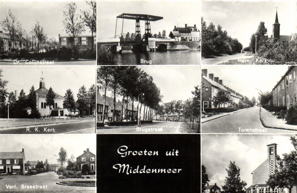 Groeten uit Middenmeer - 8 afb dorp - 1969 gelopen, Ophalen of Verzenden, Voor 1920, Gelopen, Noord-Brabant