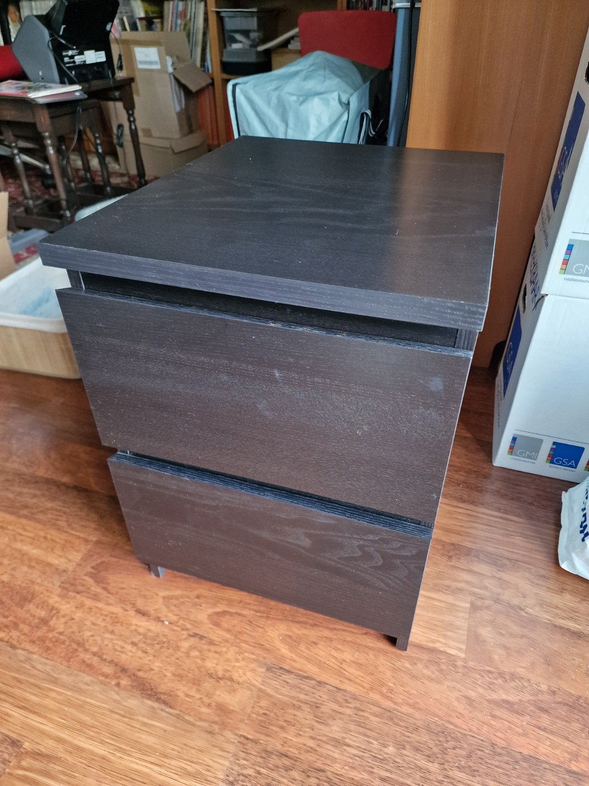 IKEA Malm nachtkastje met 2 lades - Zwart, Ophalen, Gebruikt, Minder dan 45 cm, 55 tot 70 cm