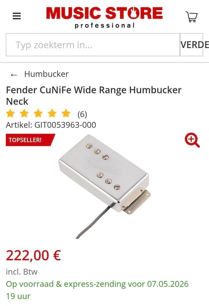 Fender CuNiFe pickup, Ophalen of Verzenden, Apple iPhone