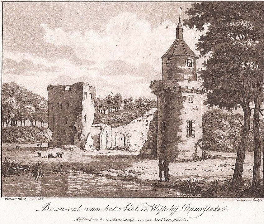 Bouwval van het Slot te Wijk bij Duurstede Kopergravure 1800
