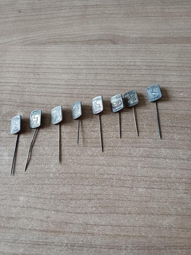 Vintage Speldjes '65 Jaar Eyken Woerden' - 8 stuks, Verzamelen, Speldjes, Pins en Buttons, Gebruikt, Speldje of Pin, Overige onderwerpen