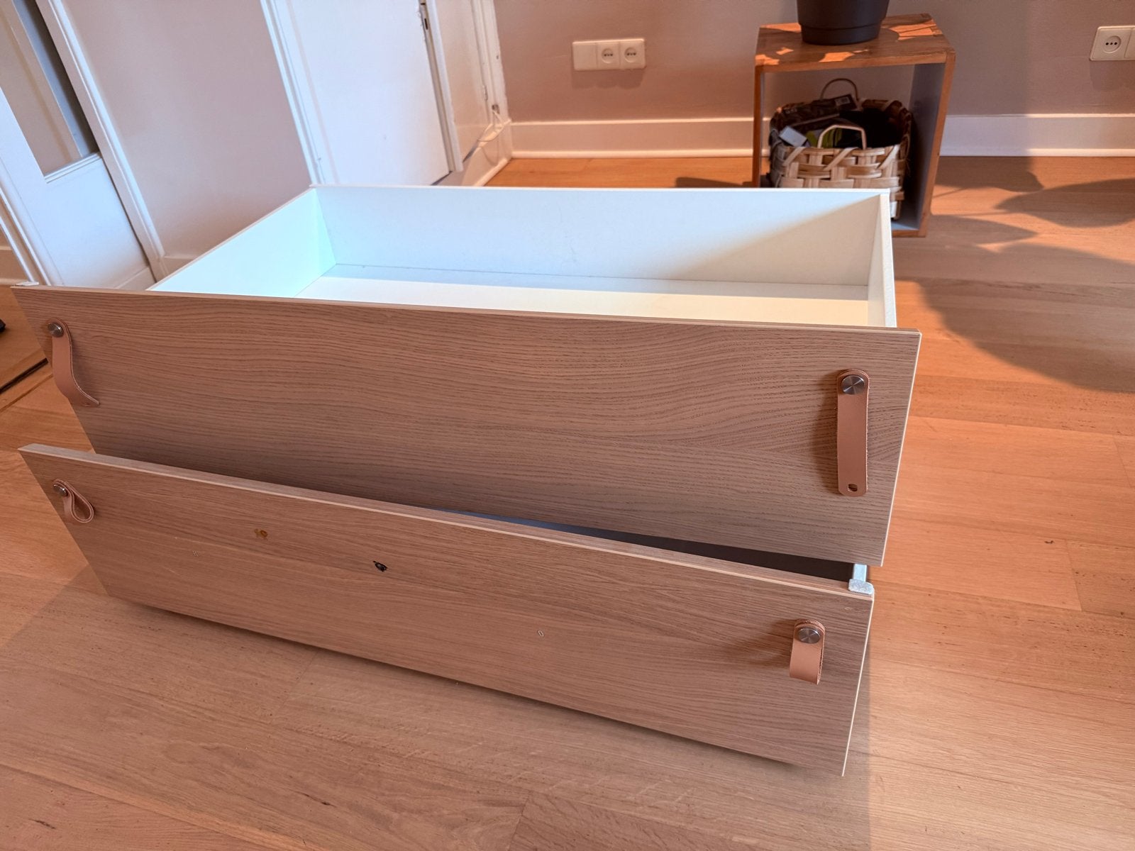 IKEA Malm 2 rol kastjes voor onder het bed, Ophalen, Beige, Tweepersoons, Hout