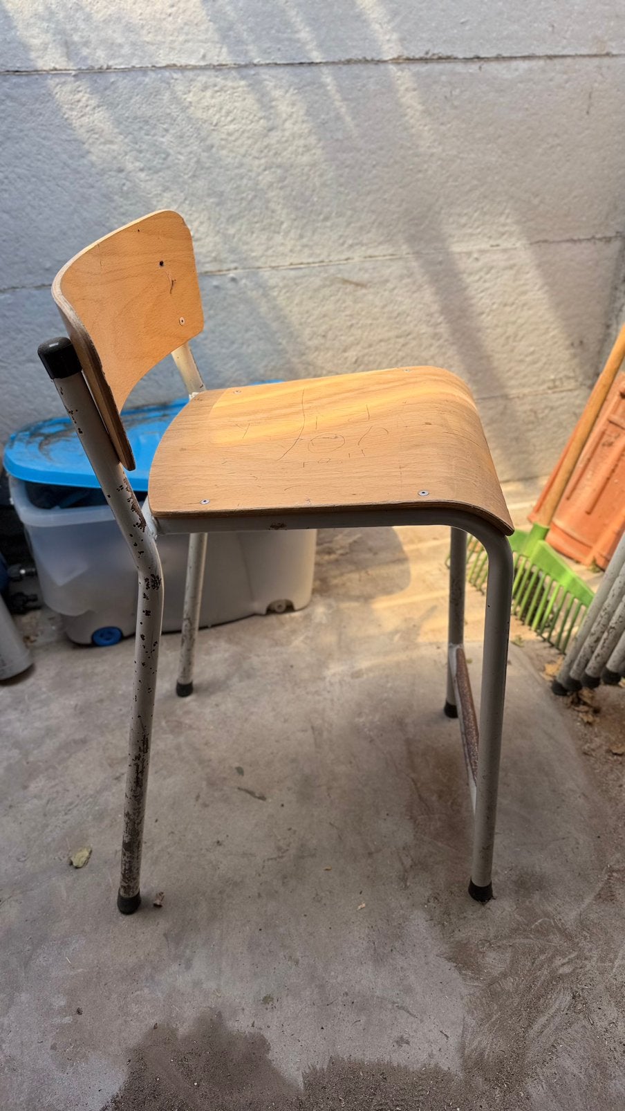 Krukjes met leuning vintage, Ophalen, Gebruikt, Hout