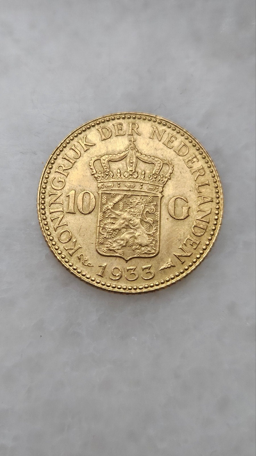 Gouden tientje 1933, Ophalen of Verzenden, Koningin Wilhelmina, Overige waardes, Goud