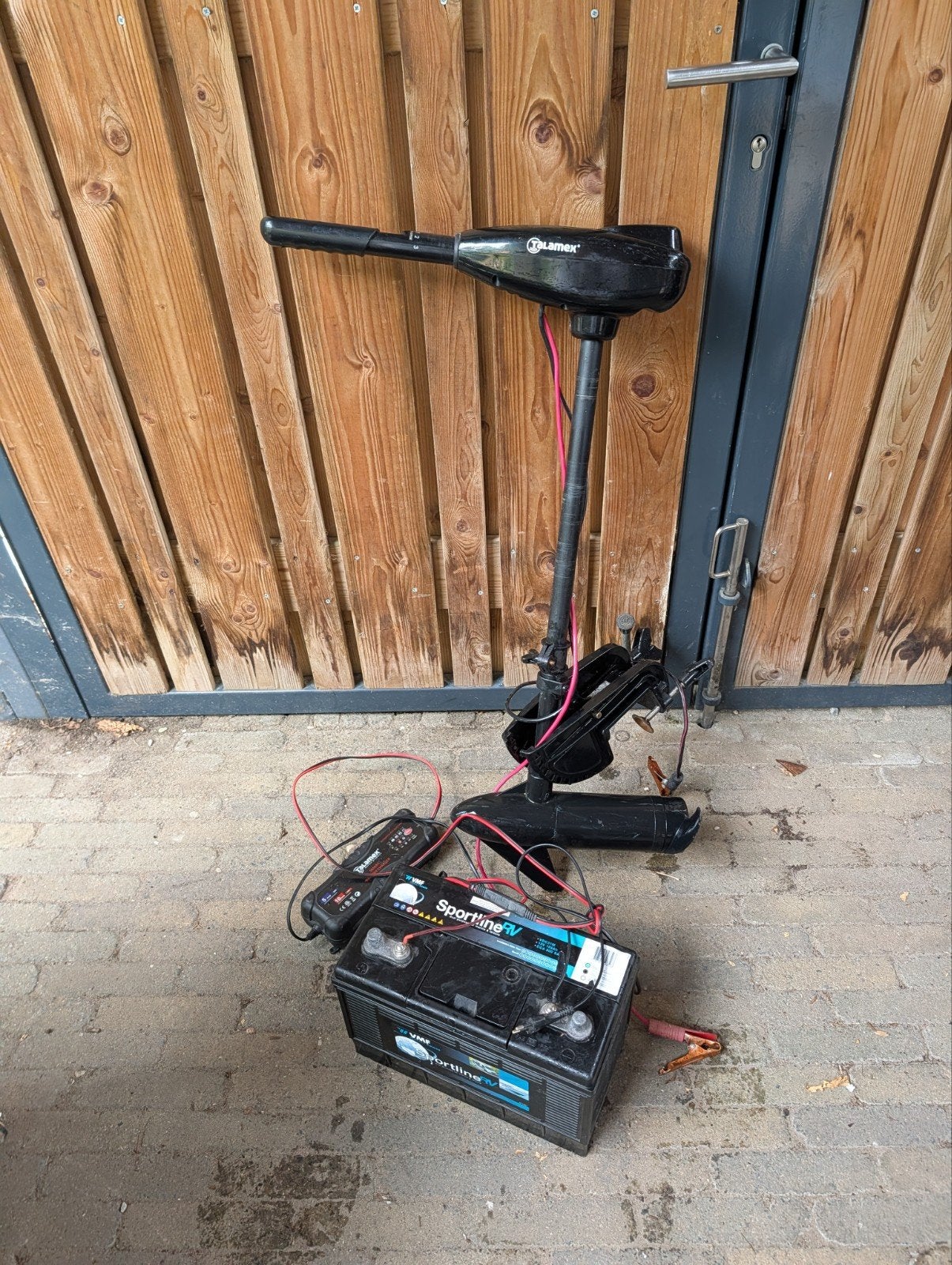 Talamax elektrische buitenboordmotor incl. accu en lader, Ophalen, Gebruikt, Motor en Techniek
