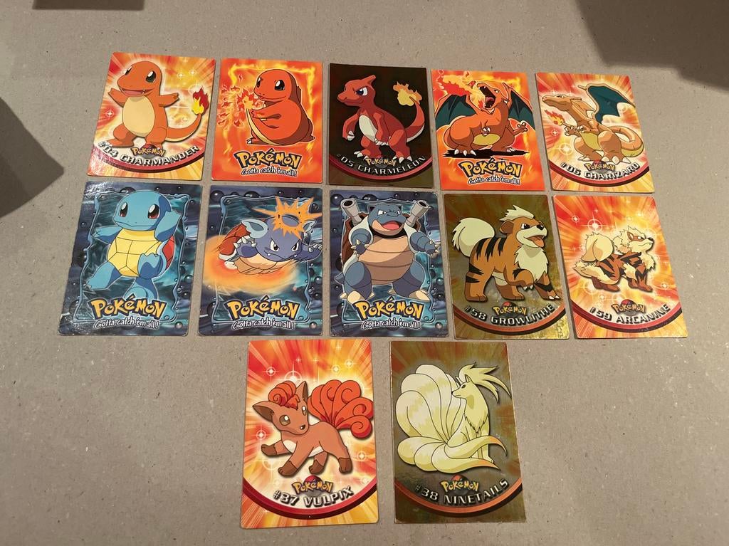 Pokémon kaarten set - Vulpix, Ninetails, Charmander, Chariza, Ophalen of Verzenden, Gebruikt, Meerdere kaarten
