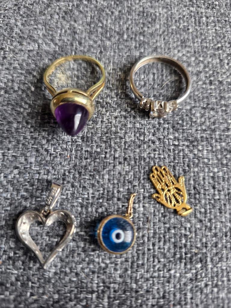 Lot goud 14 karaat, Ophalen, Met edelsteen, Goud, Goud