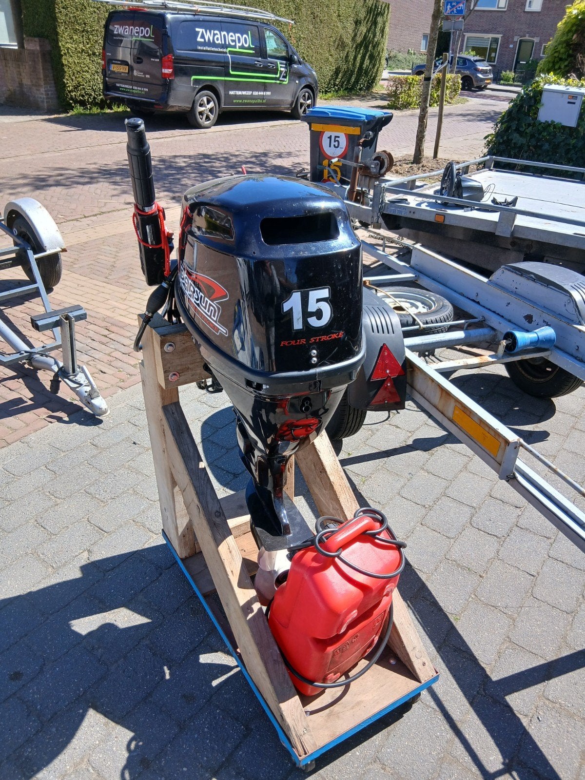 Parsun mercuri 15 pk- Zo goed als nieuw met zodiac, Watersport en Boten, 10 tot 30 pk, Viertaktmotor, Ophalen of Verzenden, Zo goed als nieuw