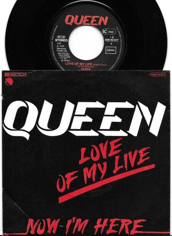 Queen 7" Love Of My Life (live) 1979 Germany, Cd's en Dvd's, Gebruikt, 7 inch, Ophalen of Verzenden, Fotohoes