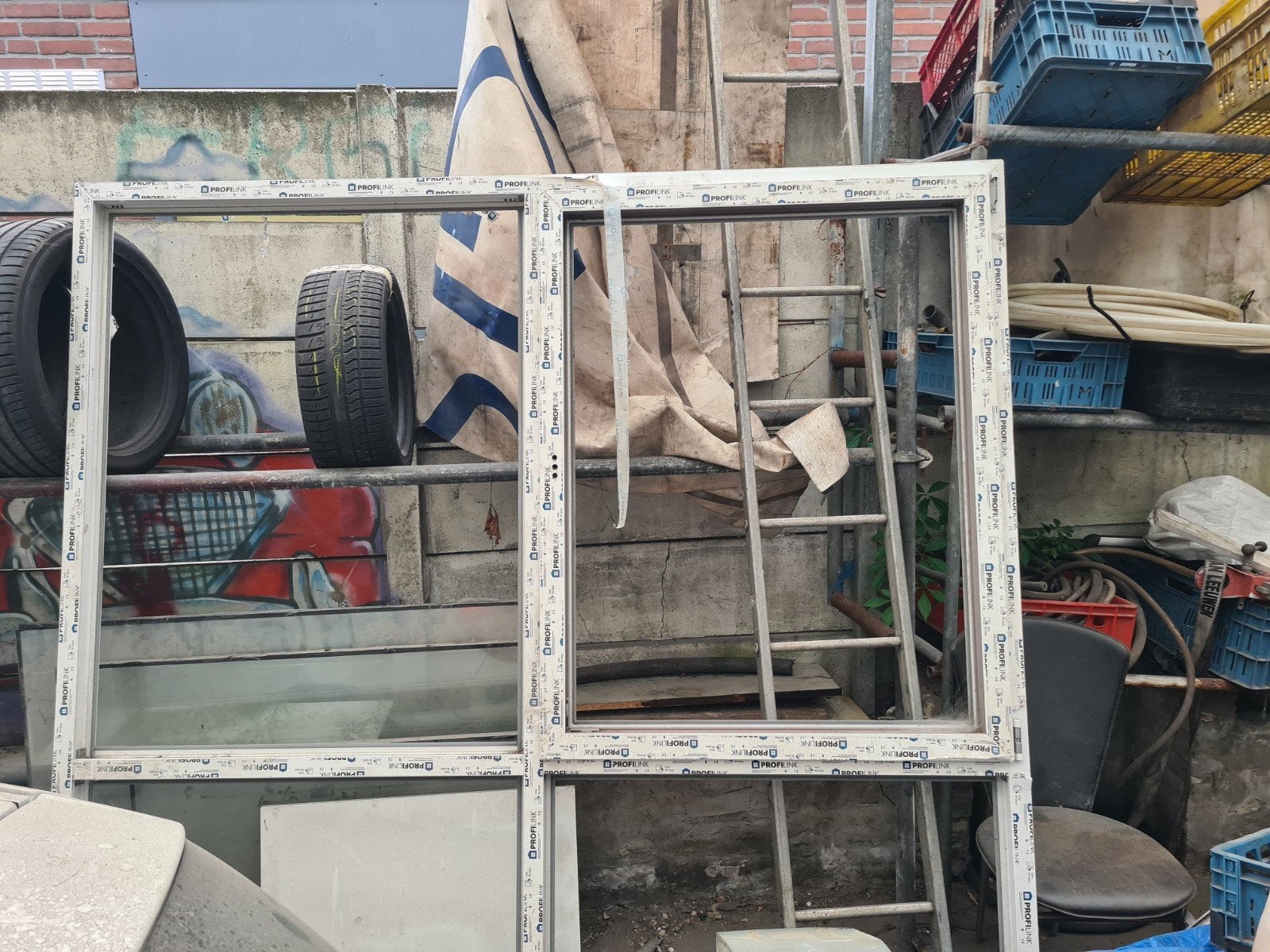Kozijn inclusief ramen, Kunststof, Raamkozijn, 75 tot 150 cm, Ophalen