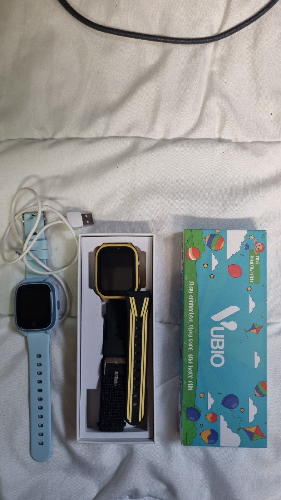 2 Kinder Smartwatches (Vubio) - Blauw & Zwart/Goud, Sieraden, Tassen en Uiterlijk, Horloges | Kinderen, Ophalen of Verzenden, Gebruikt