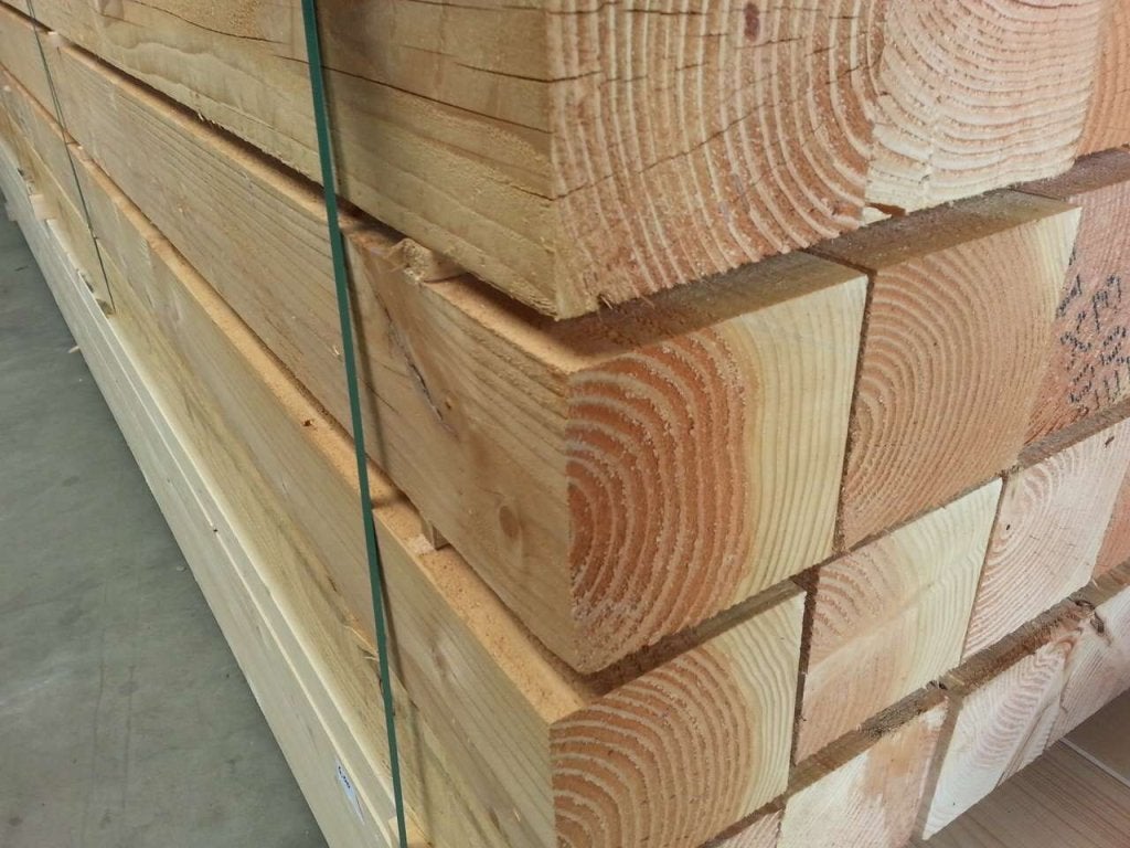 Douglas Tuinhout Palen 10x10 12x12 15x15 Fijnbezaagd, Ophalen of Verzenden, Nieuw, Overige houtsoorten, Balk