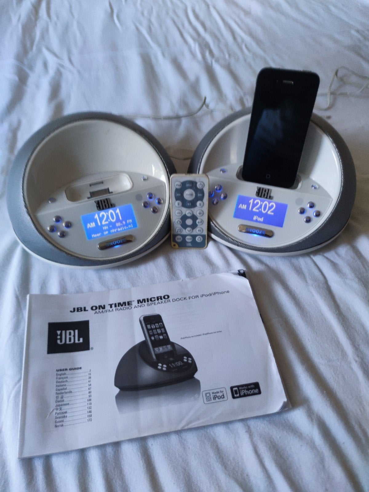 2 JBL wekkerradio s Plus 1afstandbediening, Ophalen, 1 handset