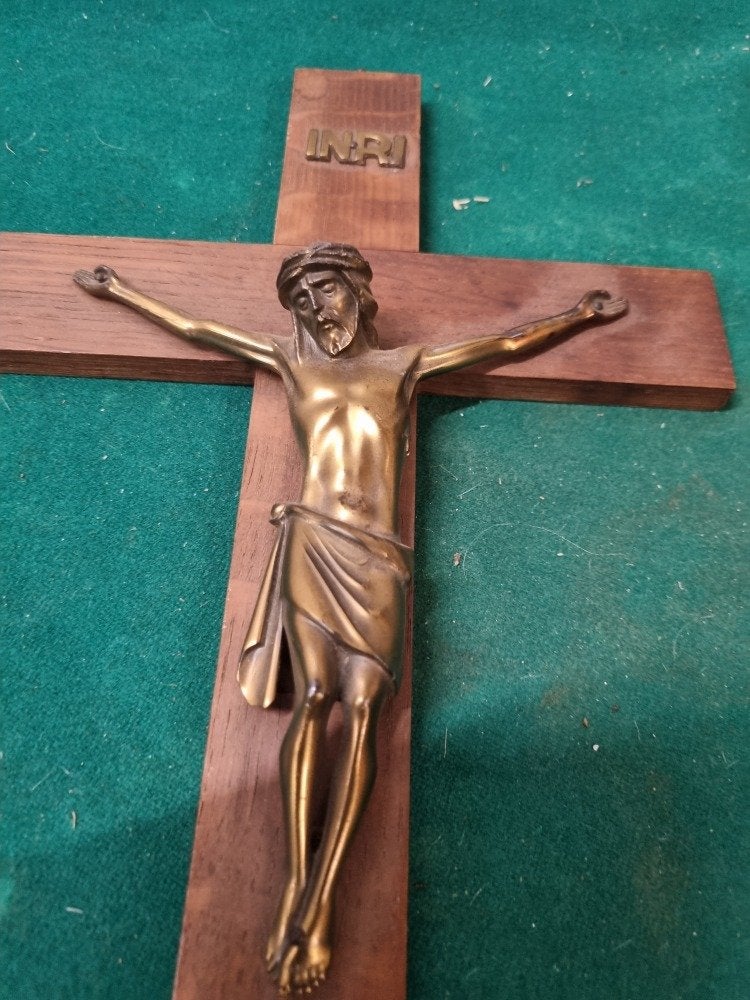 kruis met jezus beeld messing, Verzamelen, Religie, Ophalen of Verzenden
